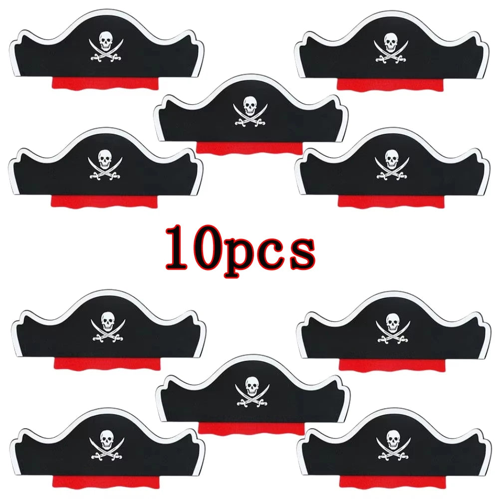 Pirate Party Set Skeleton Eye Patches and Captain Hats for Halloween - 11
