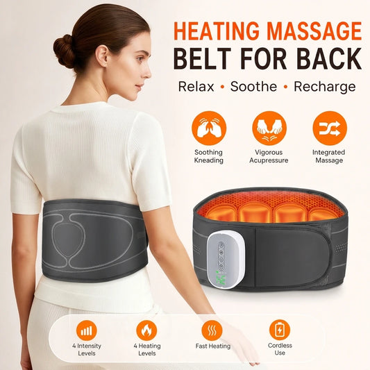 Cordless Back Massager Belt Heated Waist Wrap