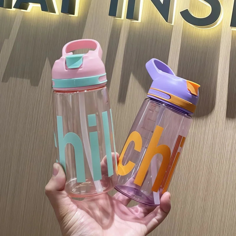 450ml Sports Water Bottle Leak Proof Portable Straw Drinking Cup