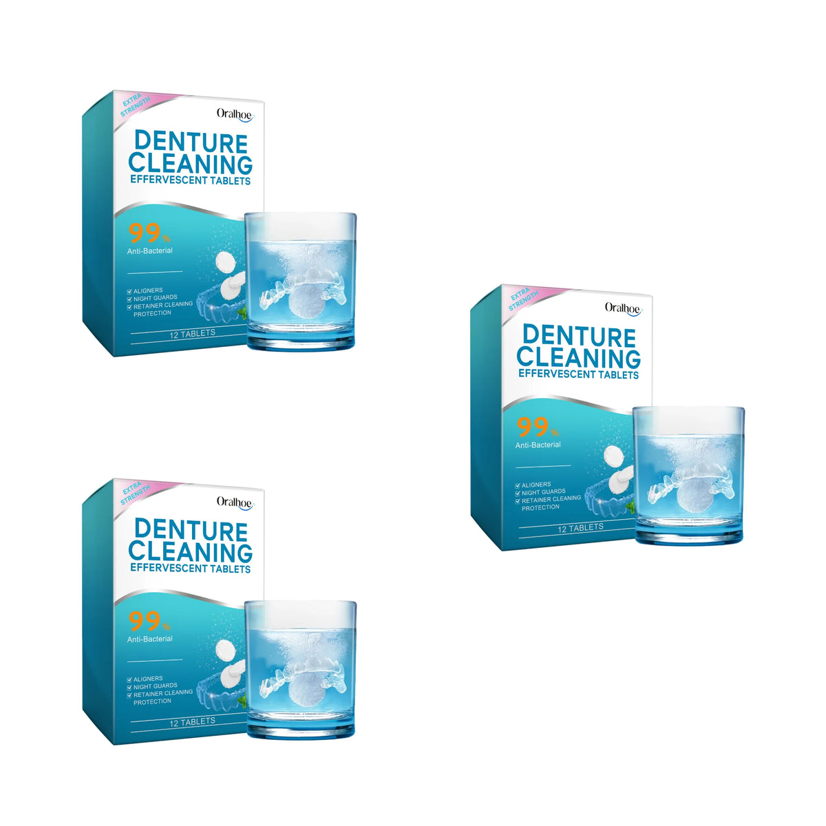 Denture Cleaning Effervescent Tablets Plaque Remover Care Cleaner