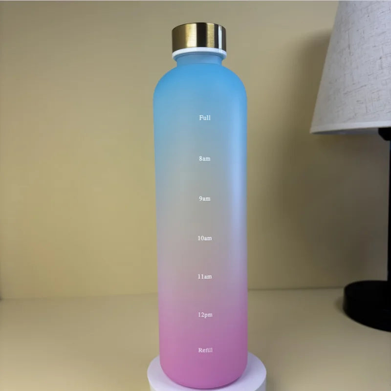 1L Motivational Water Bottle with Time Marker Leakproof Sports Jug