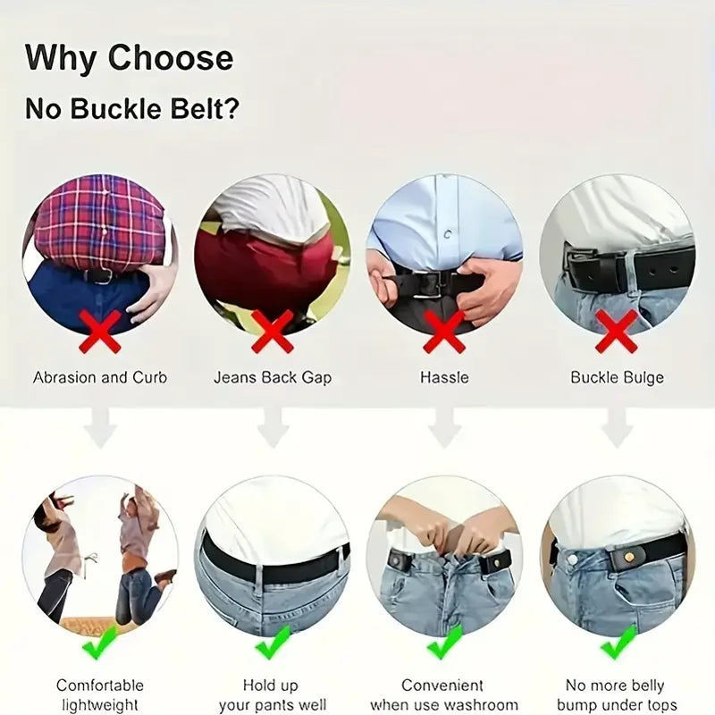Invisible Elastic Belt Buckle Free Stretch Waistband for Jeans - 4