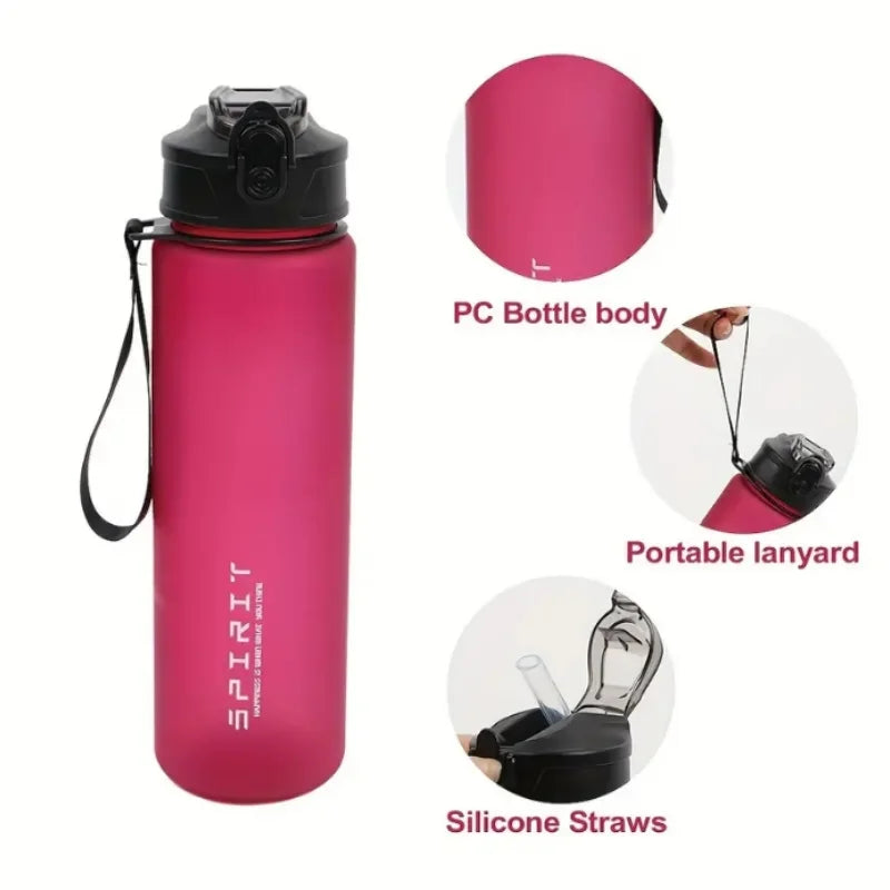 750ml Frosted Sports Water Bottle Leakproof BPA Free Gym Sport Cup