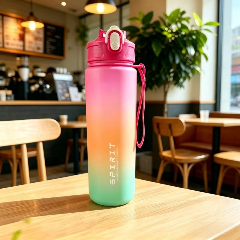 Motivational Sports Water Bottle with Time Marker and Leak Proof Straw - 24