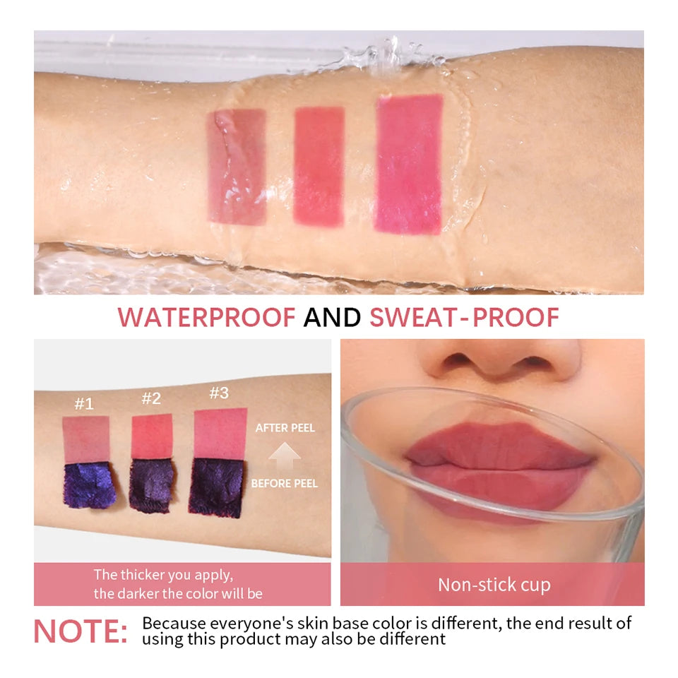 Lakerain Peel Off Lip Stain Long Lasting Waterproof Lip Tint Set