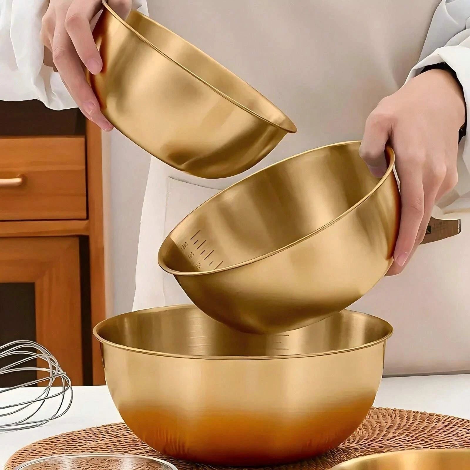 Stainless Steel Mixing Bowl Set - Nesting Salad & Kitchen Prep Basin - 18