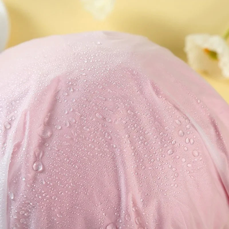 Double Layer Waterproof Shower Cap Reusable Bath Hair Cover Hat