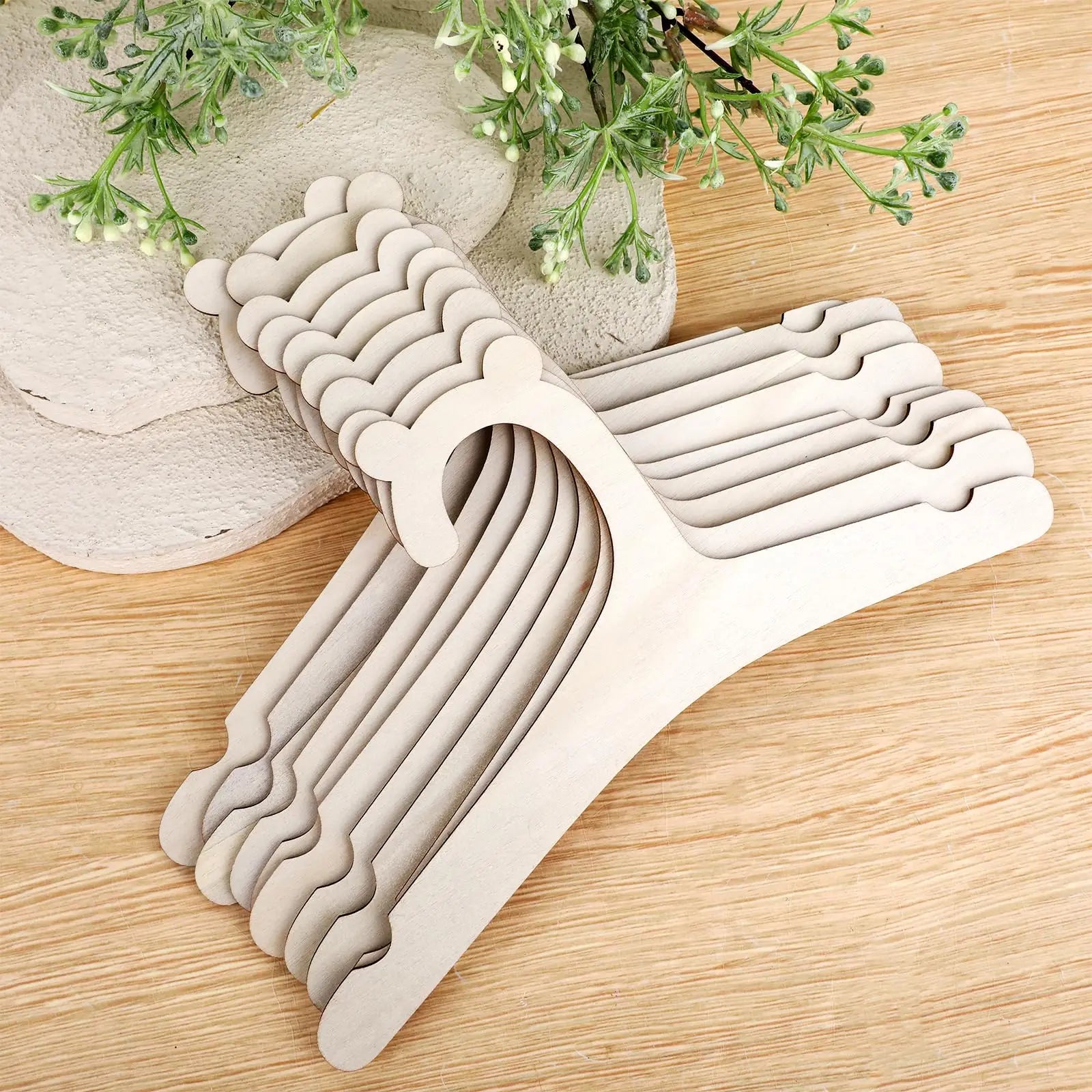Wooden Baby Clothes Hangers Nursery Kids Wardrobe Organizer Set - 4