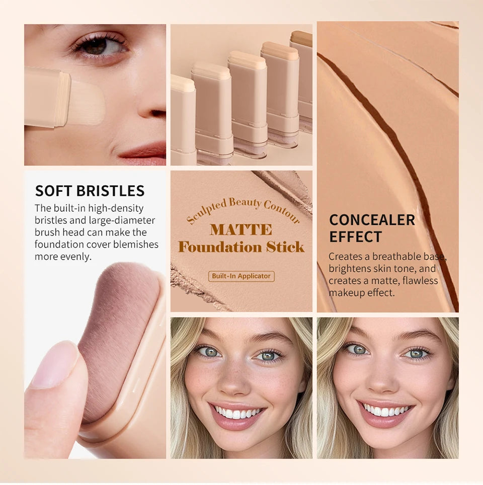 Matte Foundation Stick With Brush Concealer Makeup - 10