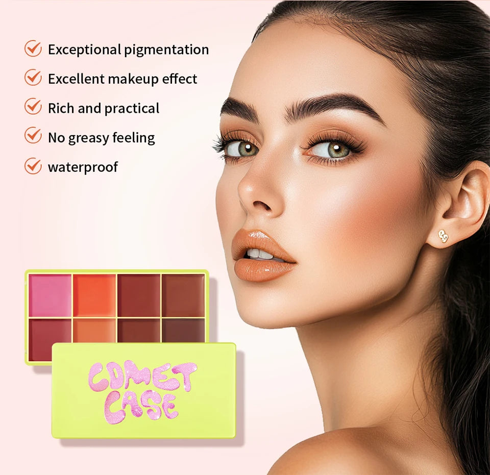 8-Color Blusher Cream Palette Face Blush and Contour Makeup