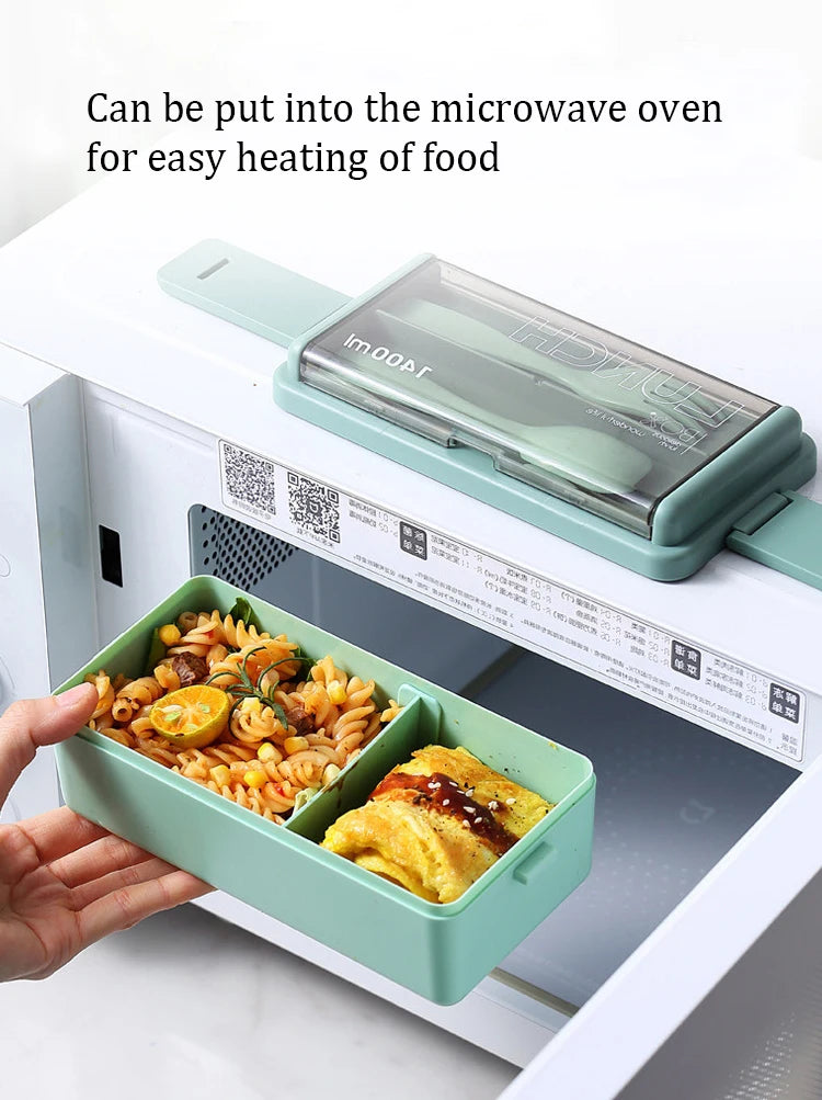 Double Layer Bento Lunch Box Leakproof Food Container with Cutlery Set - 13