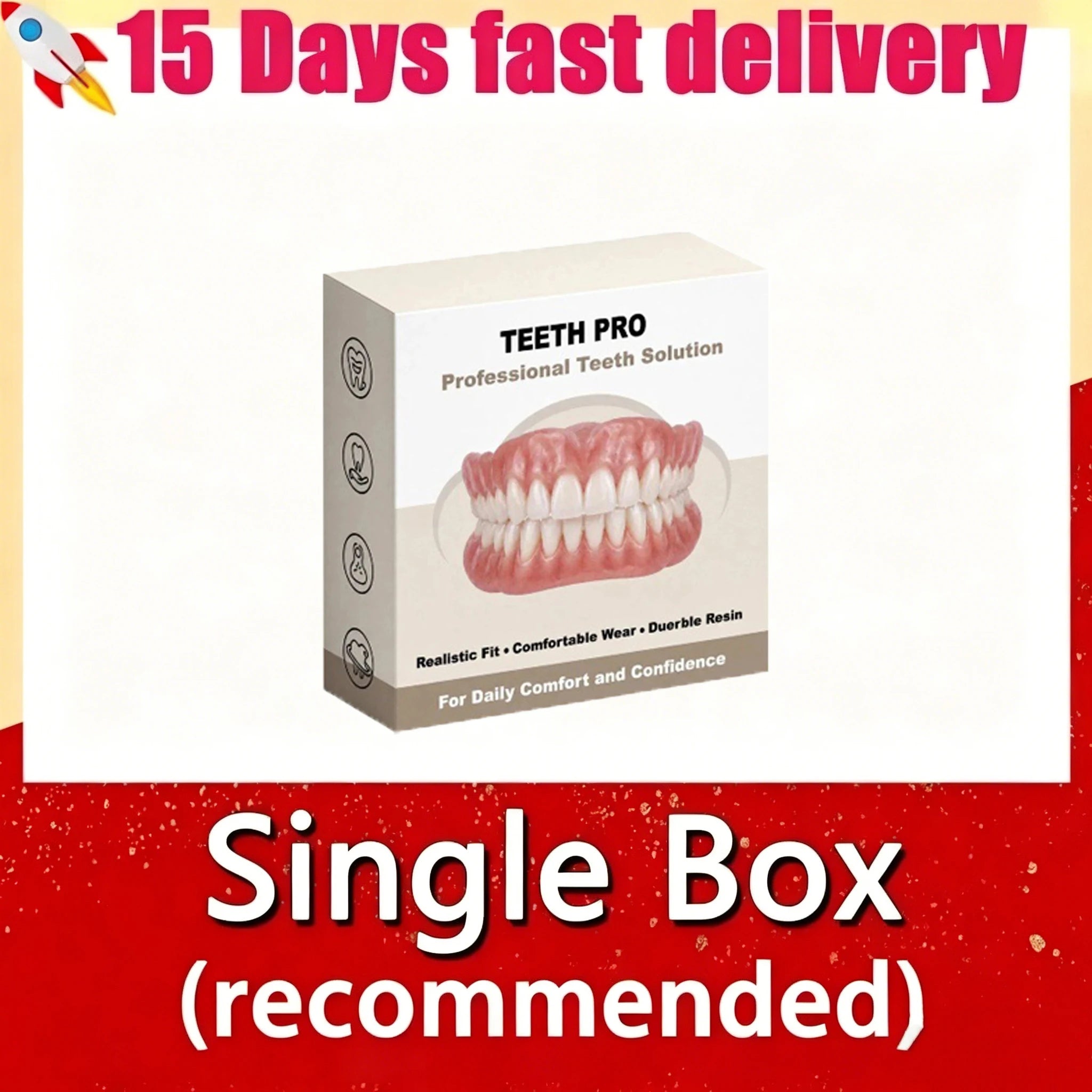 Soft Silicone Upper Lower Dentures False Teeth Bright Smile Appliance - 12