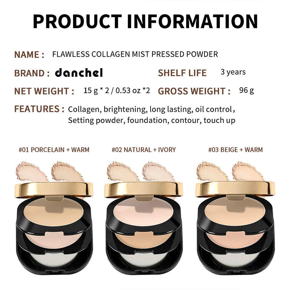 Double Layer Pressed Powder Oil Control Matte Setting Powder Makeup - 15