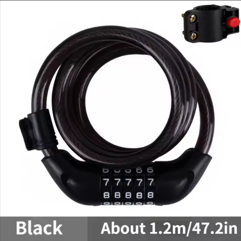 5 Digit Bicycle Cable Lock Anti Theft Bike Security Password Coil Cable