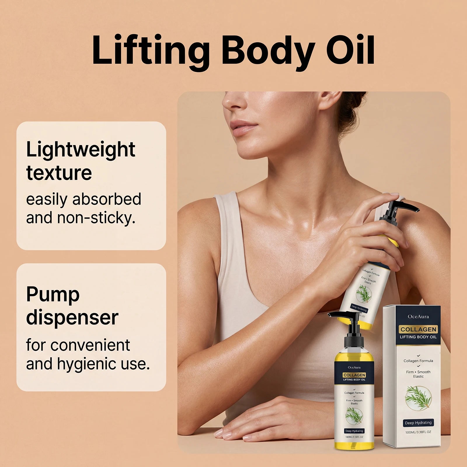 Collagen Lifting Body Oil Firming Moisturizer Rosemary Massage Oil - 12