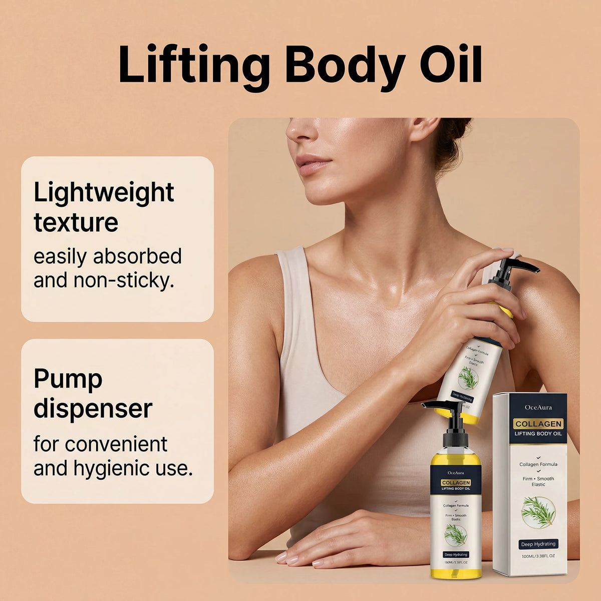 Collagen Lifting Body Oil Firming Moisturizer Rosemary Massage Oil