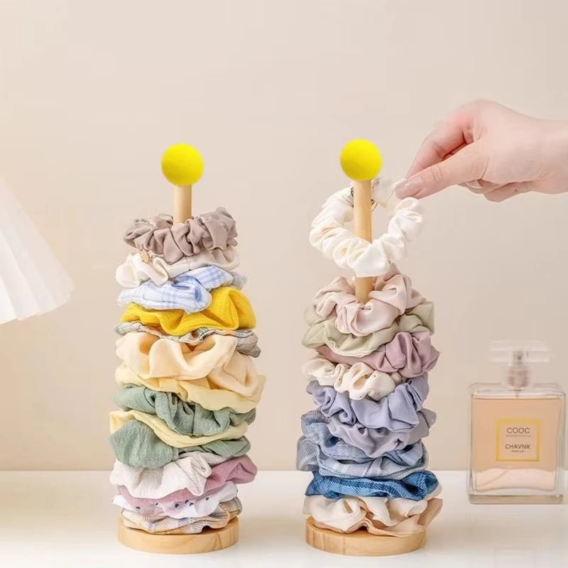 Wooden Hair Scrunchie Holder Organizer Display Stand for Jewelry Braclets - 11
