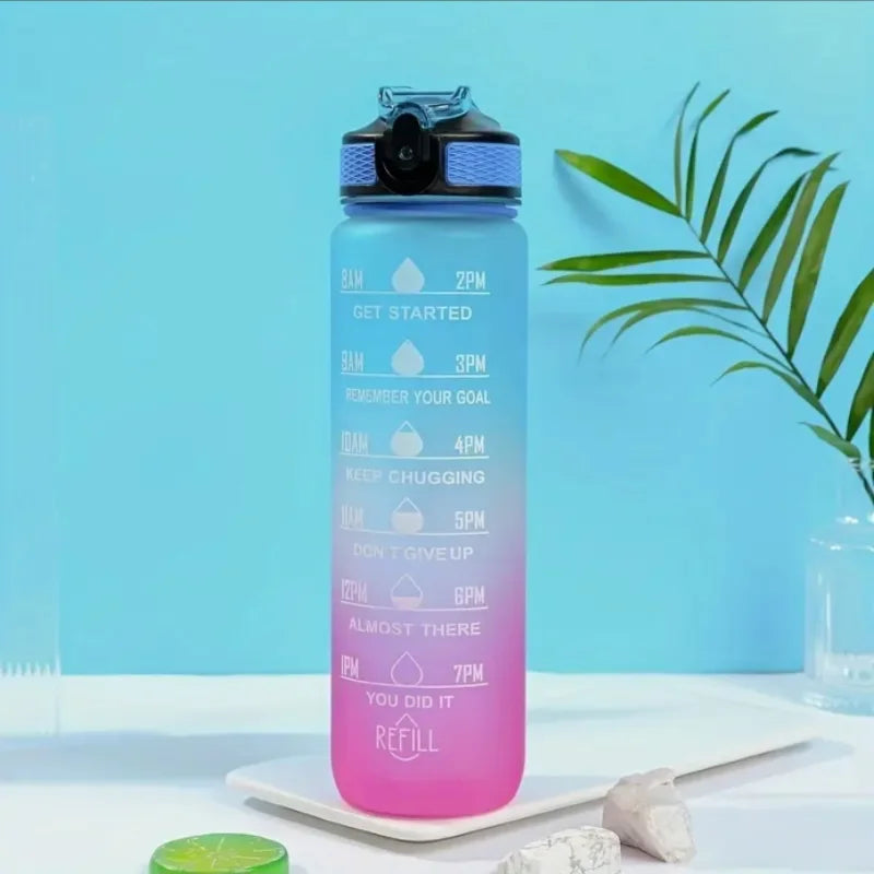 Gradient Sports Water Bottle with Time Marker and Straw Leakproof