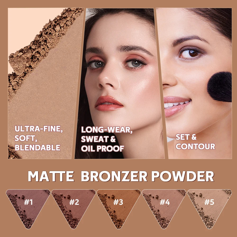 Matte Bronzer Powder Long Lasting Face Makeup & Oil Control Bronzer