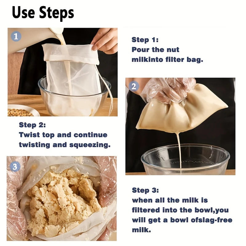 Reusable Nylon Nut Milk Bag 100 Mesh Fine Food Strainer Filter Pouch