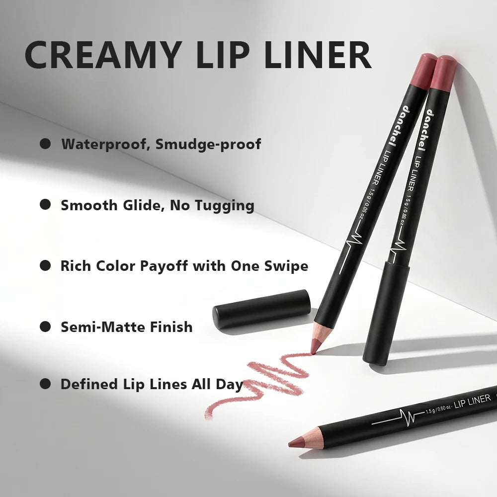 Semi-Matte Lip Liner Pencil Set Waterproof Smudge-Proof Cosmetics - 4