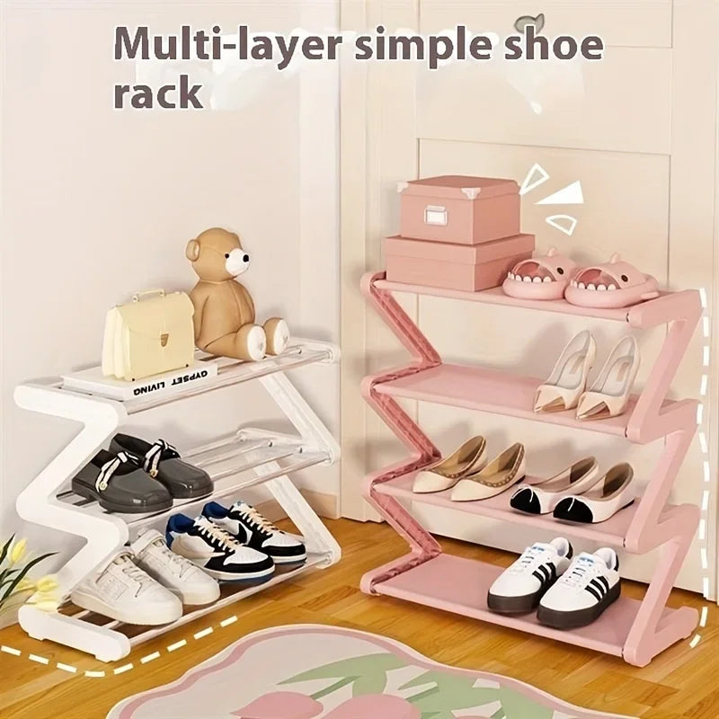 4-Tier Z-Shaped Shoe Rack Compact Storage Organizer for Dorms and Entryway - 8