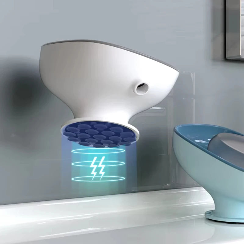 Suction Cup Soap Holder Drain Dish for Bathroom Kitchen Sponge Organizer