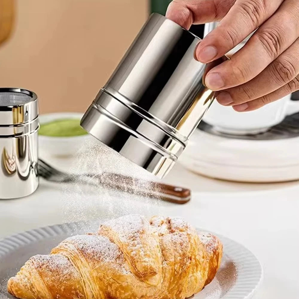 Stainless Steel Coffee Shaker and Flour Sifter with Lid for Seasoning - 7