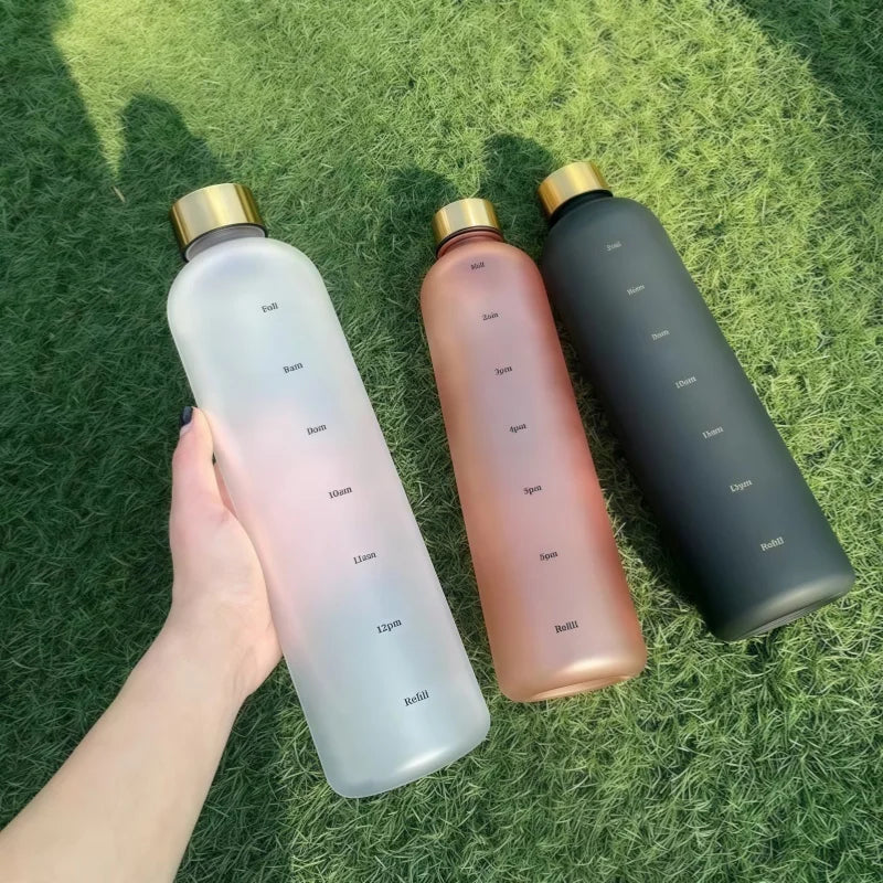 1000ml Motivational Water Bottle with Time Marker Leakproof Sport Flask - 1