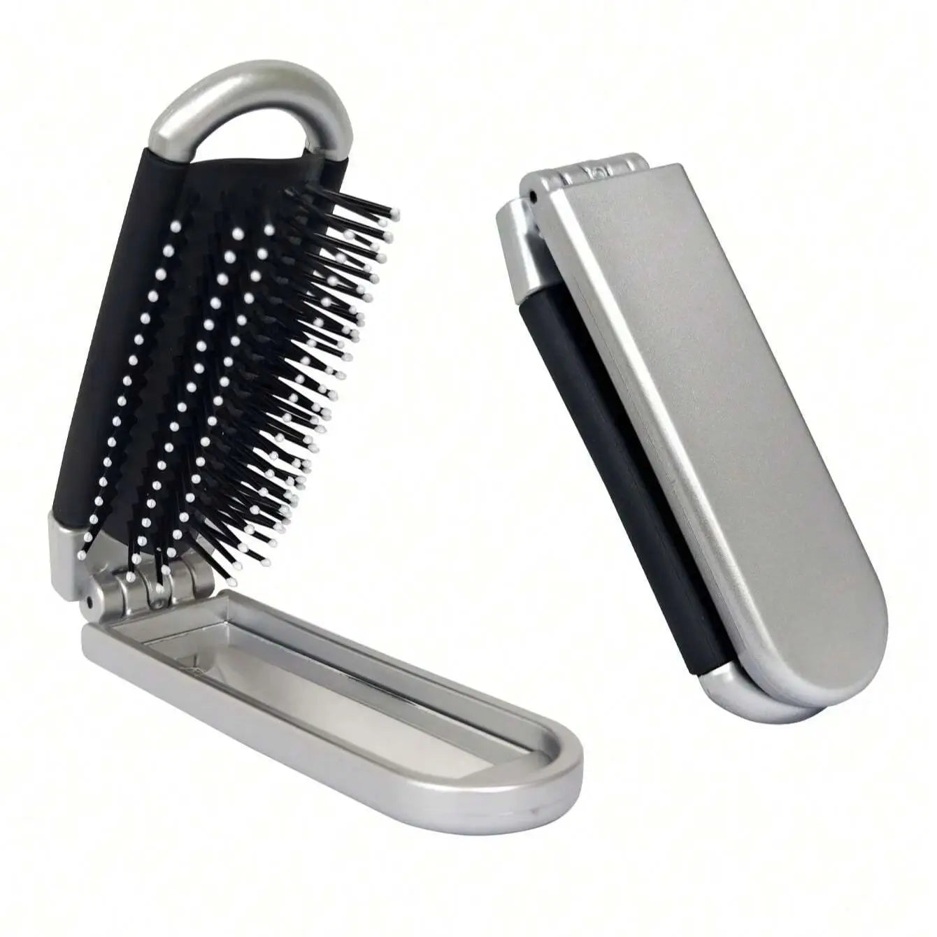 2-in-1 Folding Hair Brush with Mirror Portable Travel Massage Comb - 7