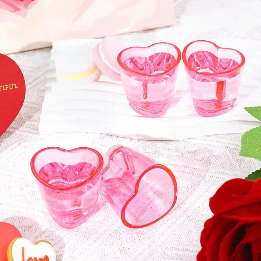 Heart Shaped Plastic Mini Wine Glasses for Romantic Parties and Events - 3