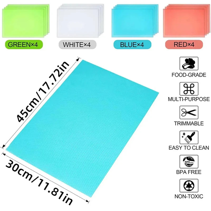4PCS Refrigerator Liner Mats Waterproof Washable Fridge Drawer Pads - 2
