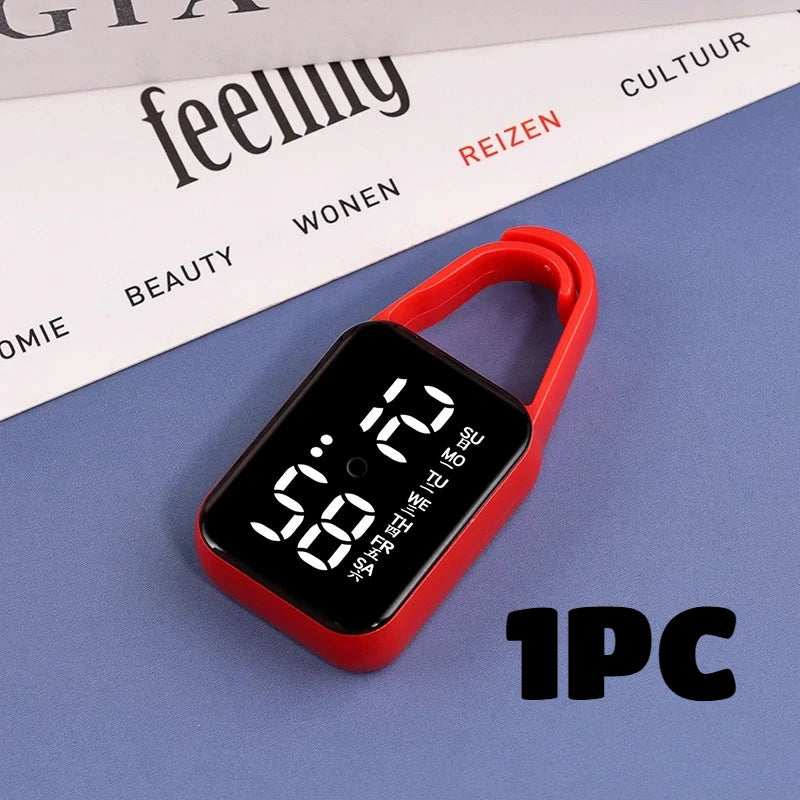 2pcs LED Digital Keychain Watch Portable Touch Screen Fob Pocket Clock