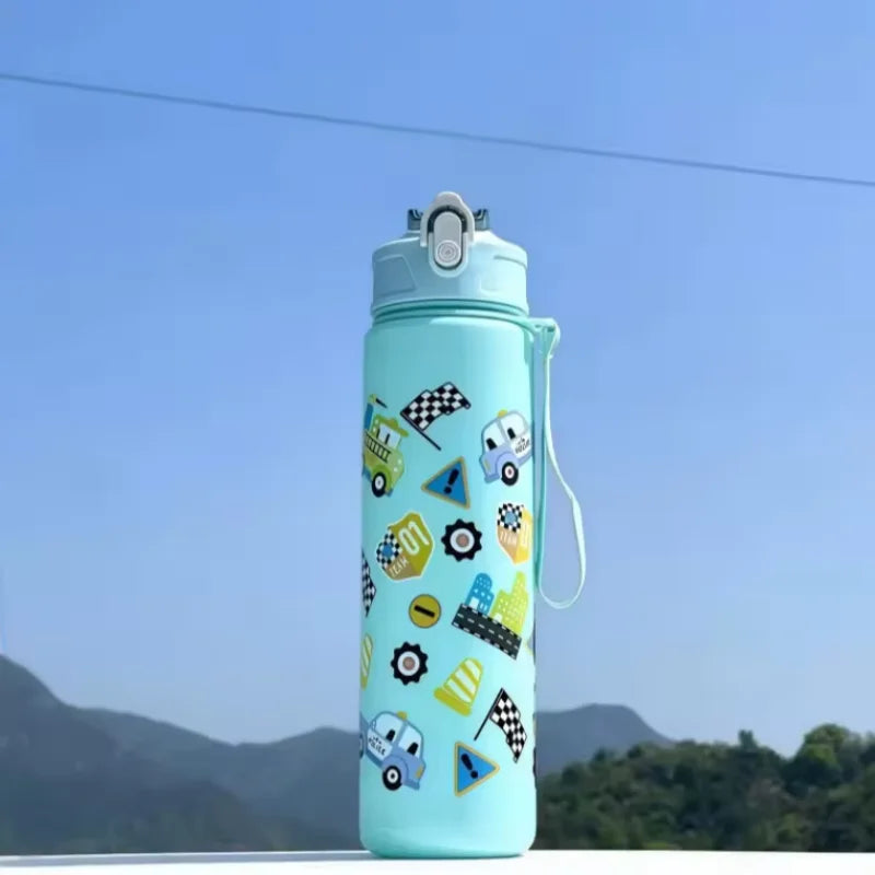 750ml Kids Cartoon Water Bottle with Straw Leak Proof Portable Cup - 14