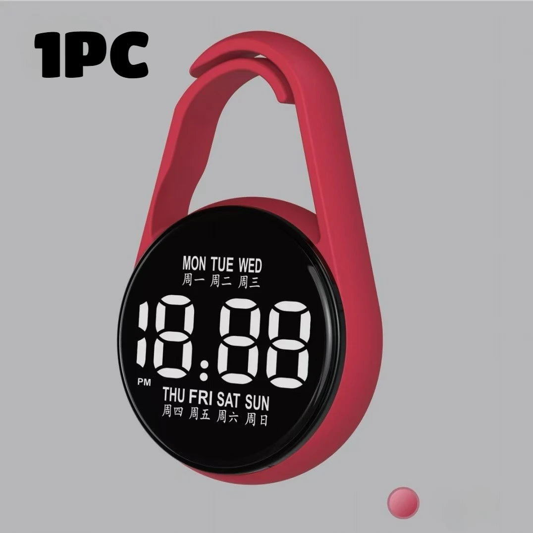 2PC LED Digital Hanging Pocket Watch Waterproof Luminous Carabiner Clock - 16
