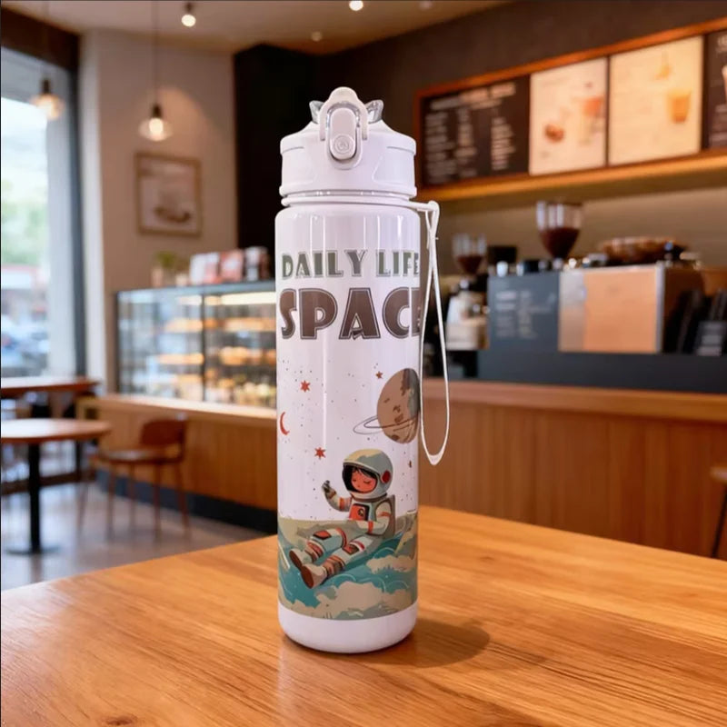 750ML Astronaut Water Bottle Sport Straw Cup with Bouncy Lid - 35