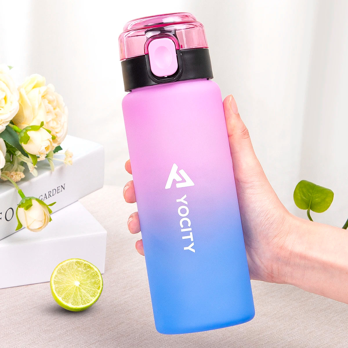 750ml Frosted Gradient Water Bottle Portable Sports Gym Drink Cup - 4