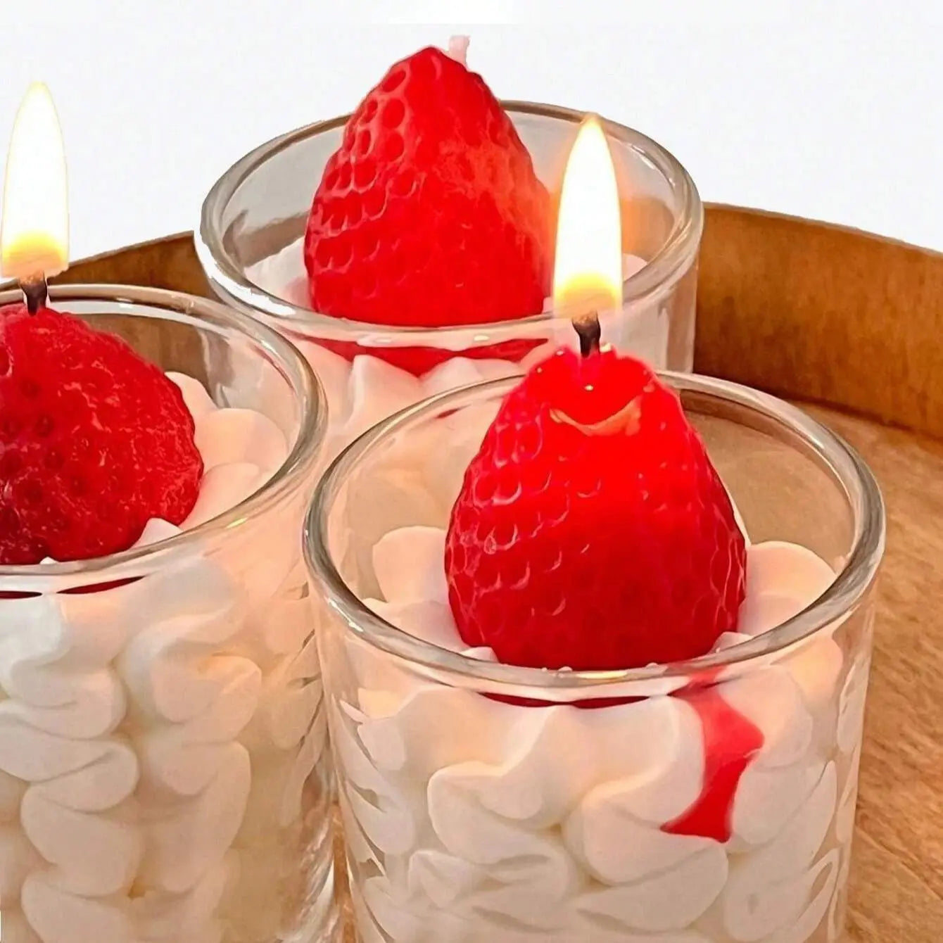 Handmade Strawberry Scented Candle Aesthetic Wax Gift for Home Decor