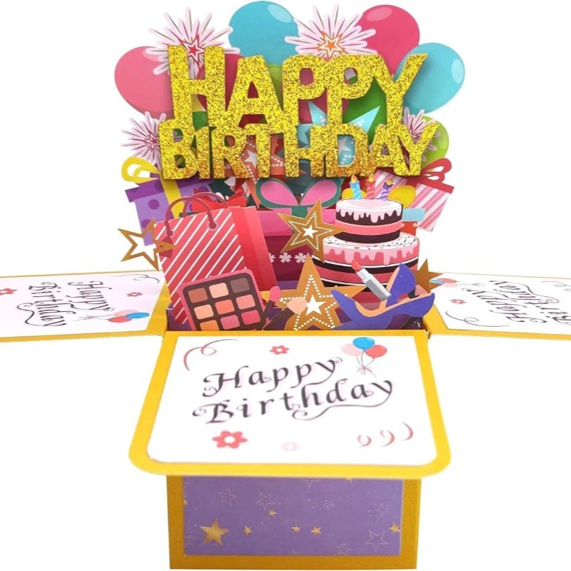 3D Pop Up Birthday Greeting Card Gift Box with Envelope for All Ages - 15