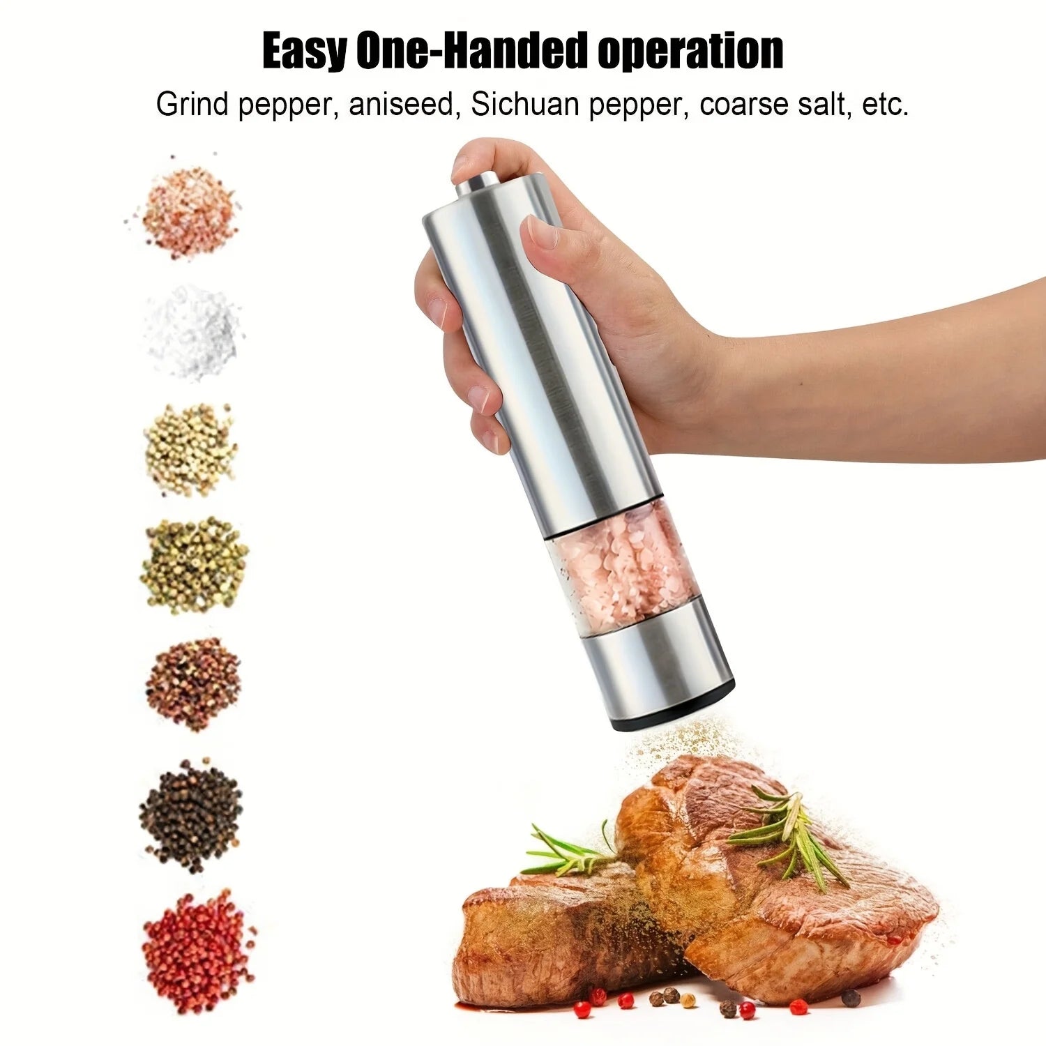 2PCS Electric Salt and Pepper Grinder Set Automatic Spice Mill Shaker - 2