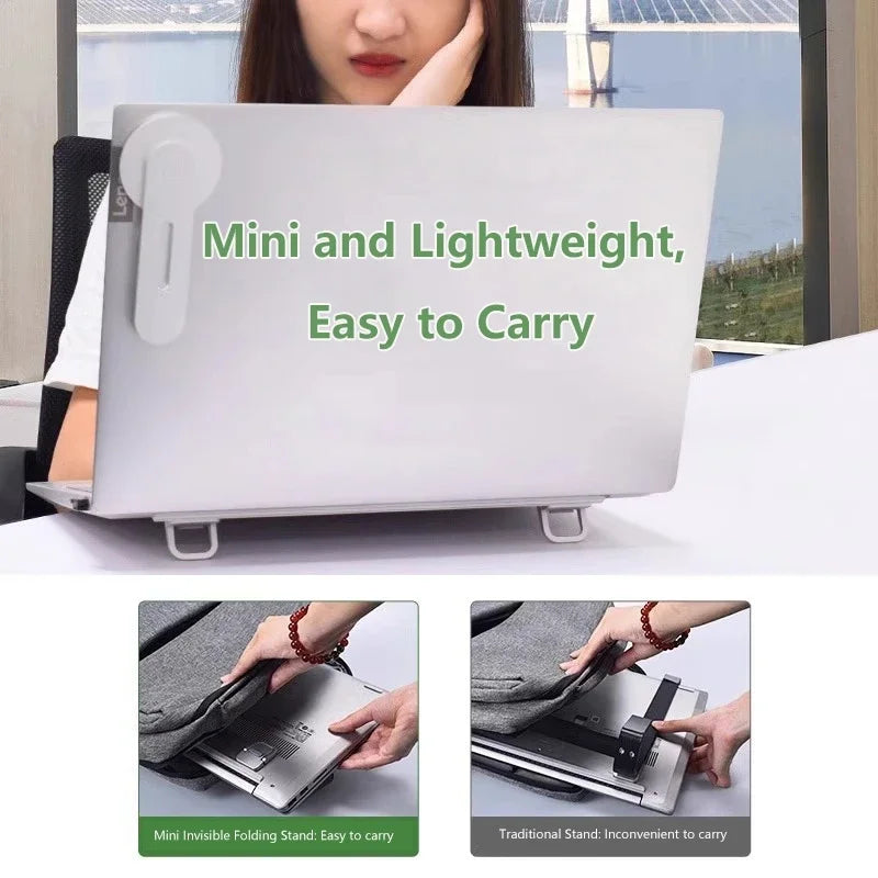 Mini Portable Laptop Stand Invisible Foldable Ergonomic Cooling Feet