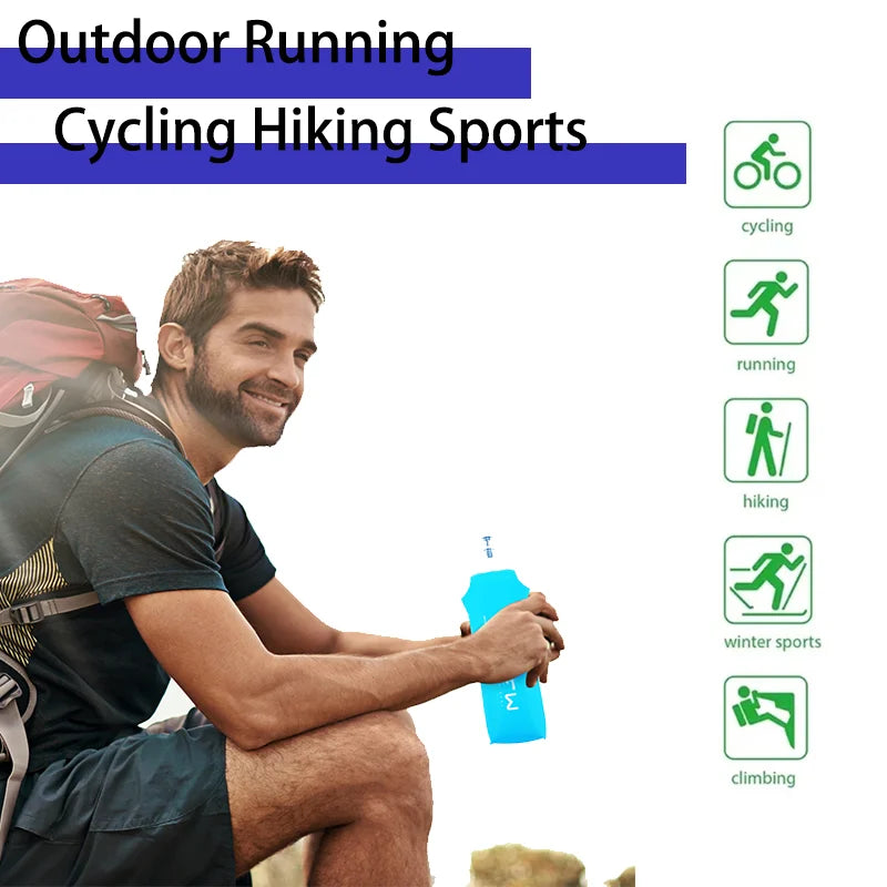 WRELS Collapsible Soft Water Bottle Running Hydration Flask Sport Bag - 6