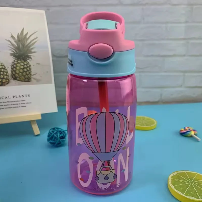 Kids Cartoon Water Bottle 480ml Leakproof Sippy Cup with Straw