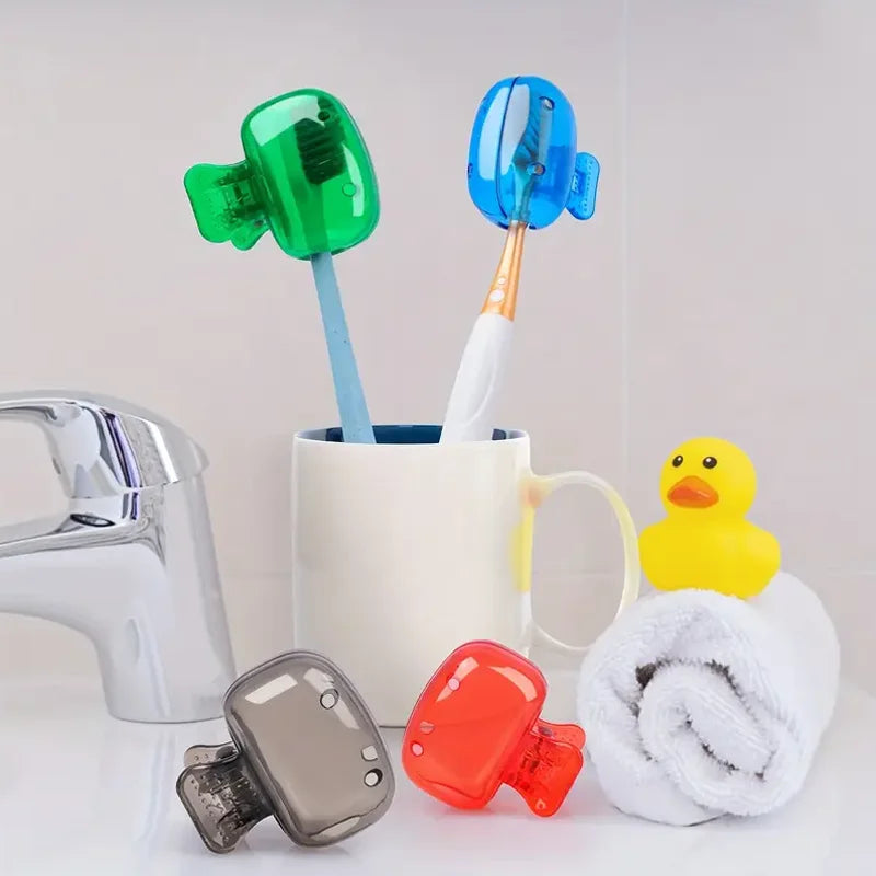 4 Pack Portable Toothbrush Travel Case Protective Head Cover Clip - 8