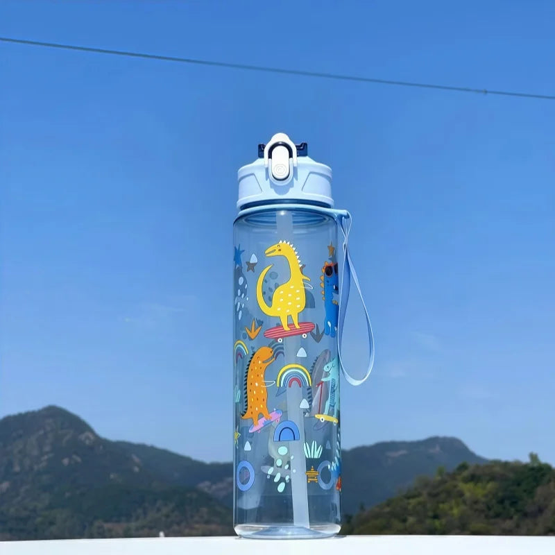 750ml Dinosaur Water Bottle for Kids Leakproof Sippy Cup with Straw