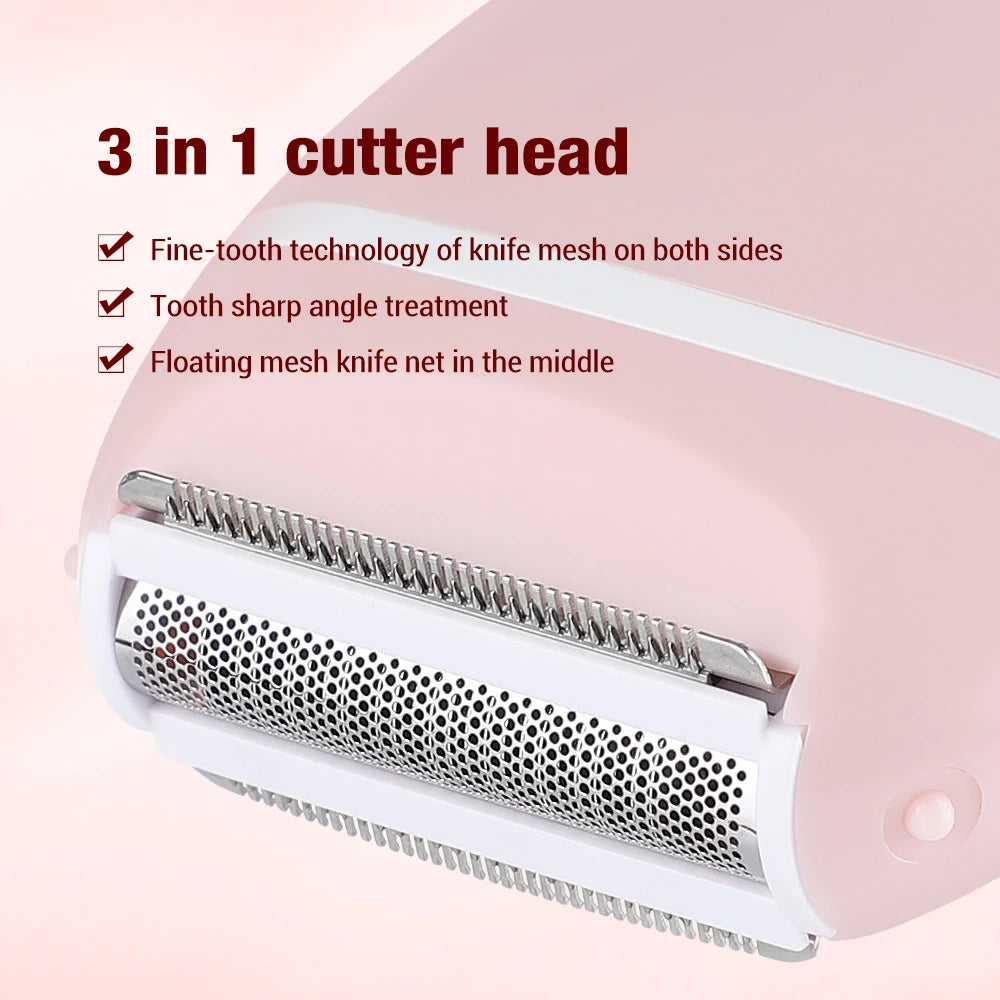 Womens 3 in 1 Electric Shaver Mini Painless Hair Removal Razor