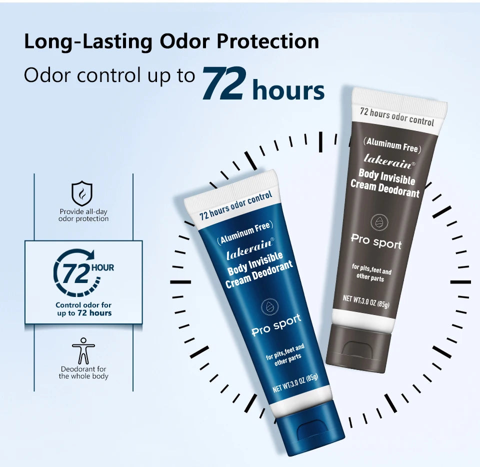 Body Deodorant Cream 72H Odor Protection Invisible Antiperspirant