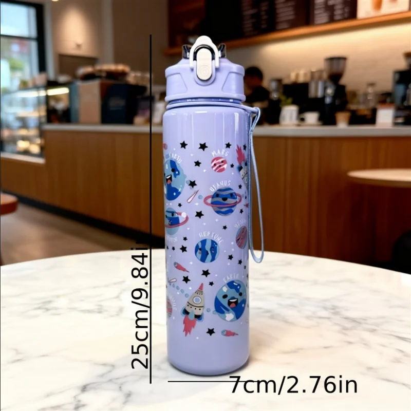 750ml Cartoon Water Bottle Portable Leak Proof Sport Tumbler with Straw - 11