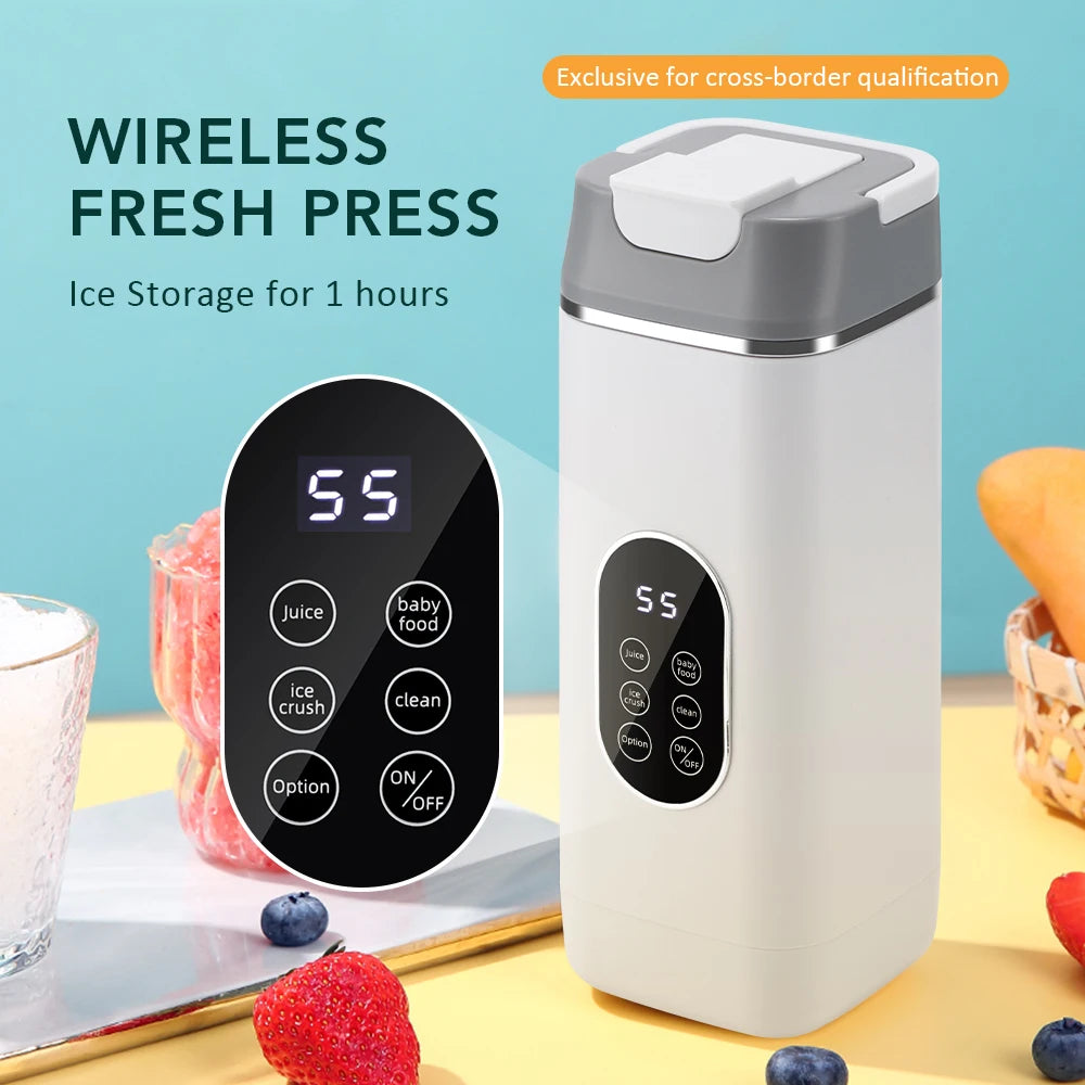 Portable 12-Blade Electric Juicer Cup & Smoothie Blender Bottle