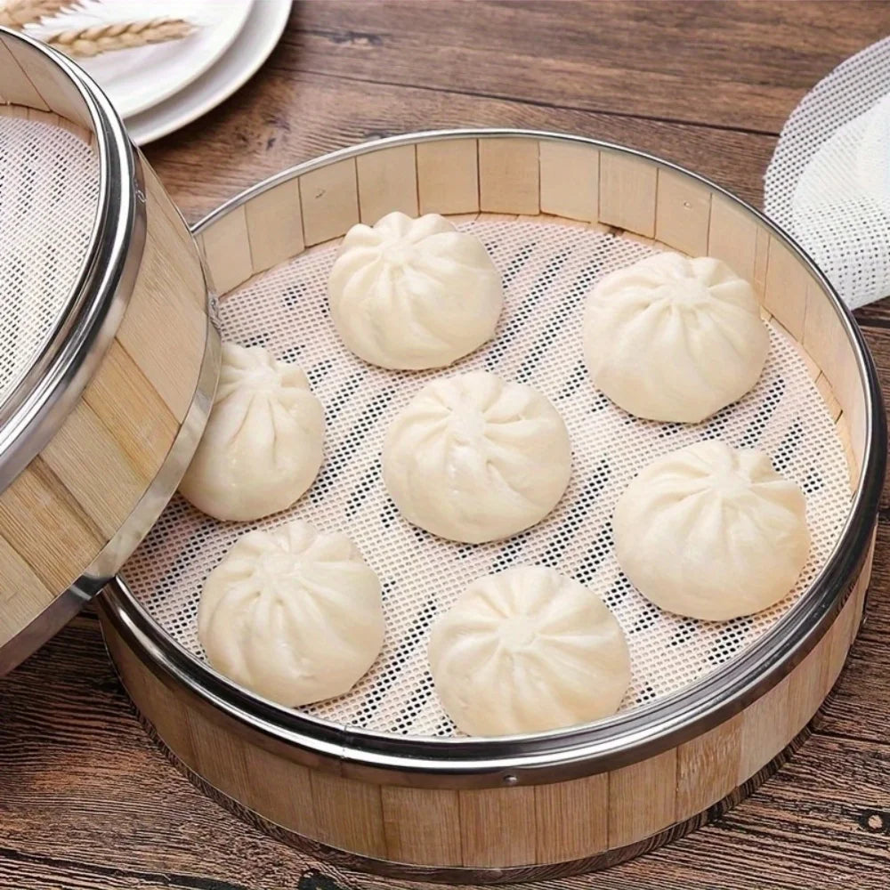 5pcs Reusable Silicone Steamer Mesh Pads Non-Stick Bamboo Liner Mats
